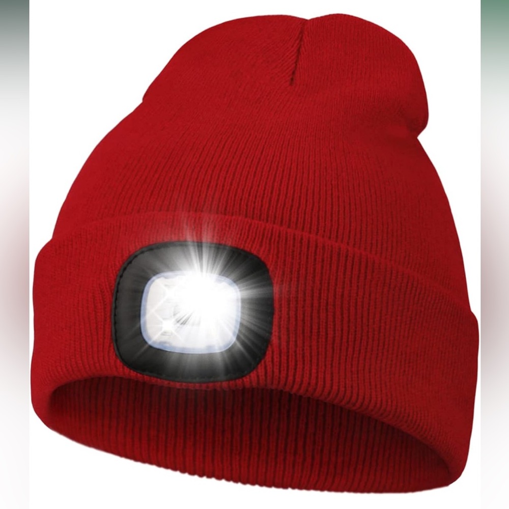 Unisex Hat with Light, USB Rechargeable‎ Hands Free Headlamp LED Beanie NWT